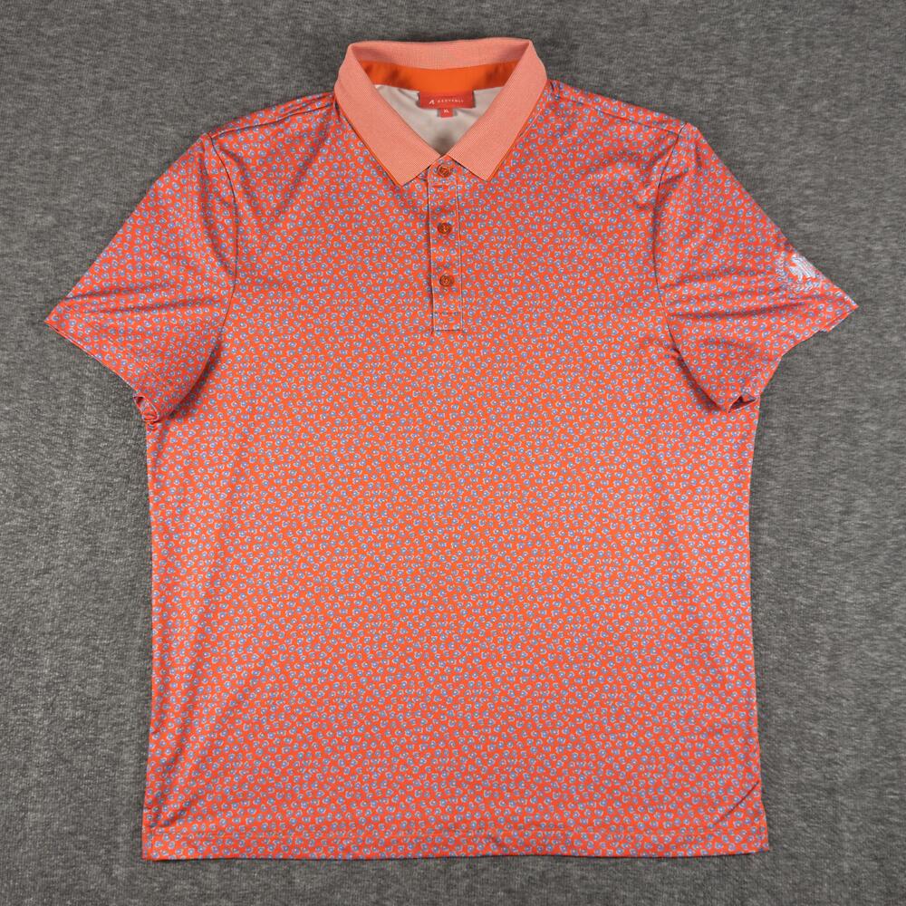 Redvanly Polo Shirt Mens XL Orange Floral AOP Golf Performance Stretch Jersey